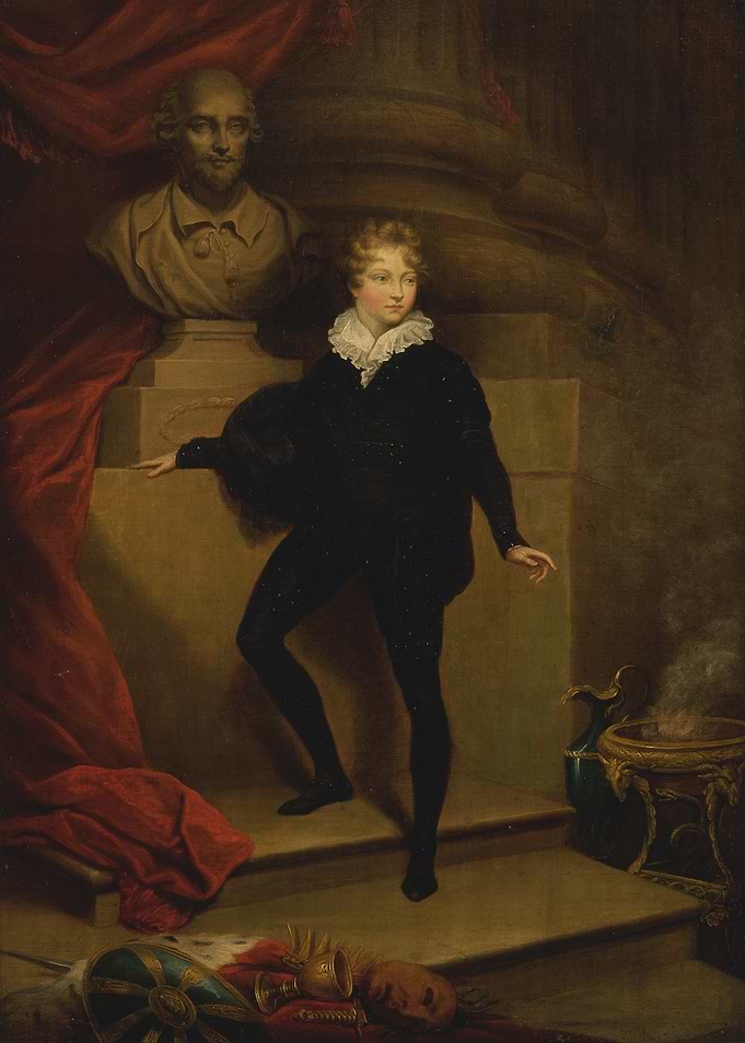 Young Actor in Costume with Shakespeare Bust
