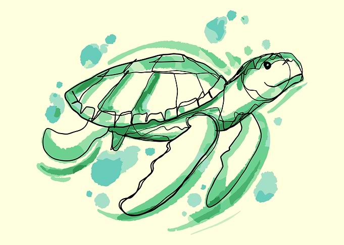 Sea Turtle Watercolor Poster, Minimalist Ocean Animal Wall Art, Coastal Nature Print