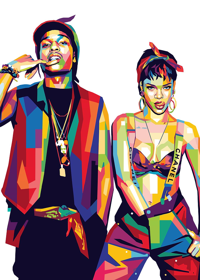 A$AP Rocky and Rihanna Pop Art Portrait