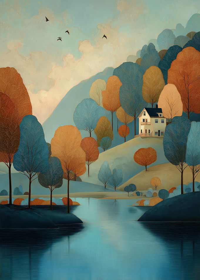 Autumn House by the Lake