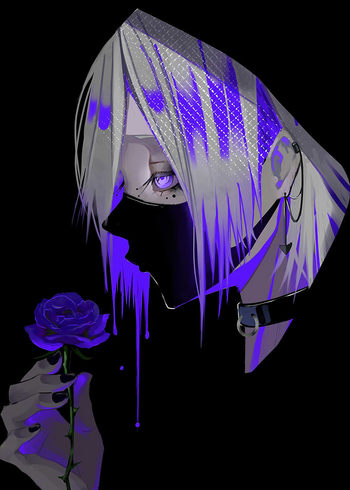 Anime character with purple rose