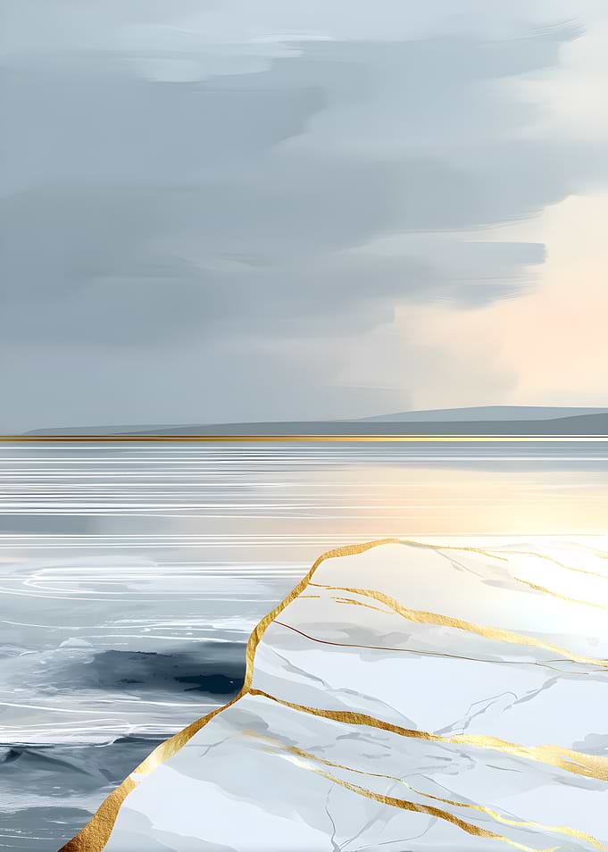 Abstract Landscape with Gold Veins