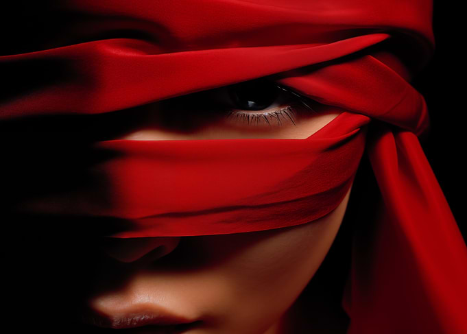 Woman with Red Fabric