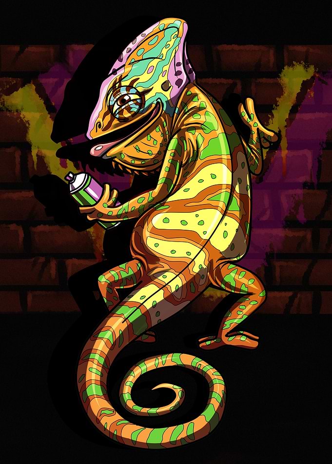 Graffiti Chameleon Spray Painting