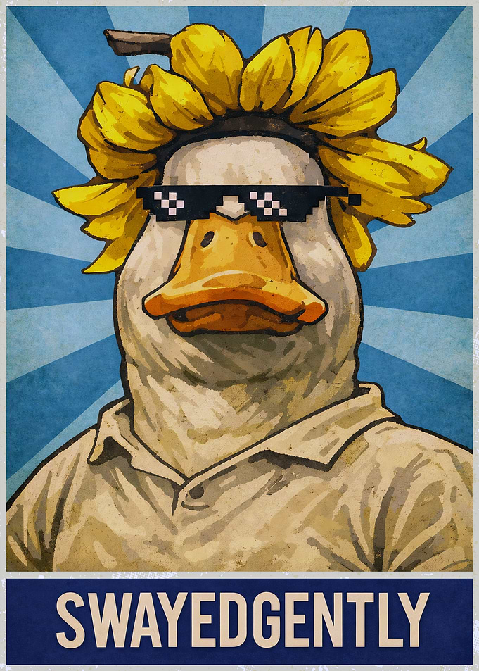 Cool Duck with Sunflower Hat