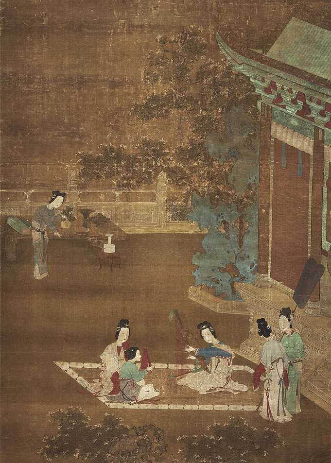 Painting of women playing musical instruments