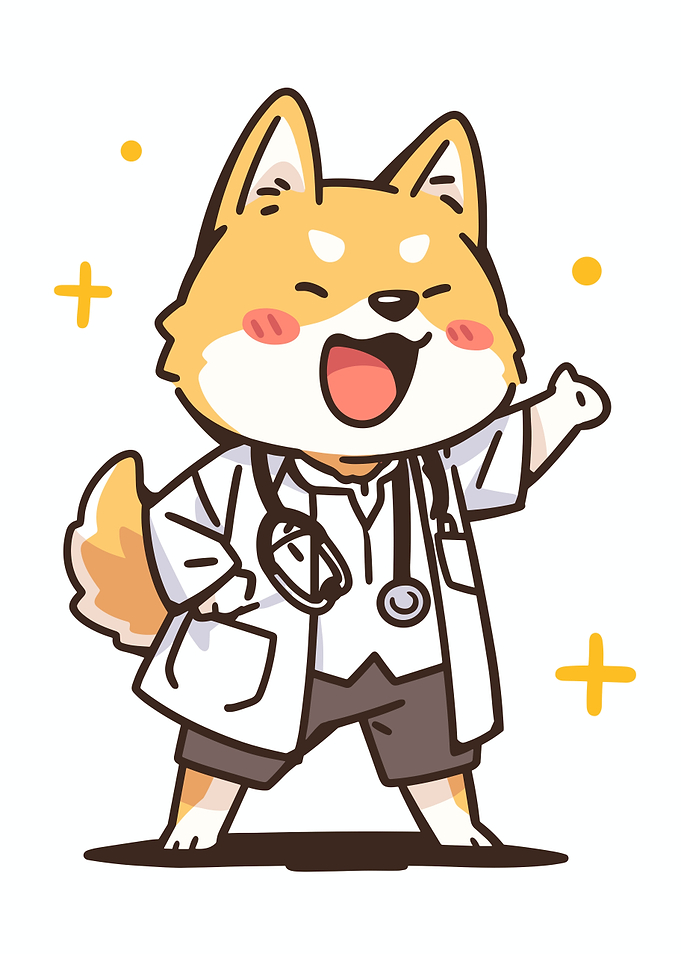 Cute Shiba Inu Doctor Cartoon