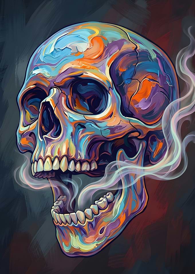 Colorful Skull with Smoke