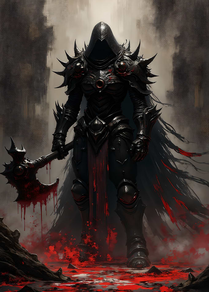 Dark Knight with Bloody Axe