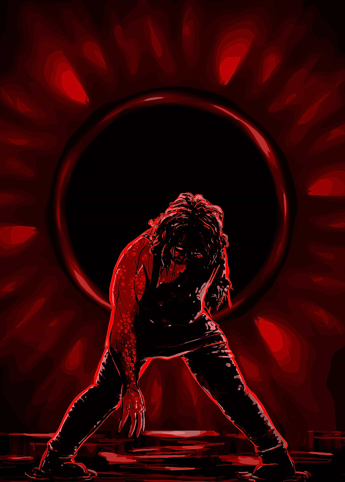 Dark Figure in Red Portal