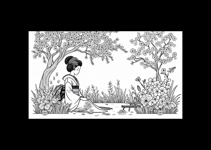 Geisha in a Garden