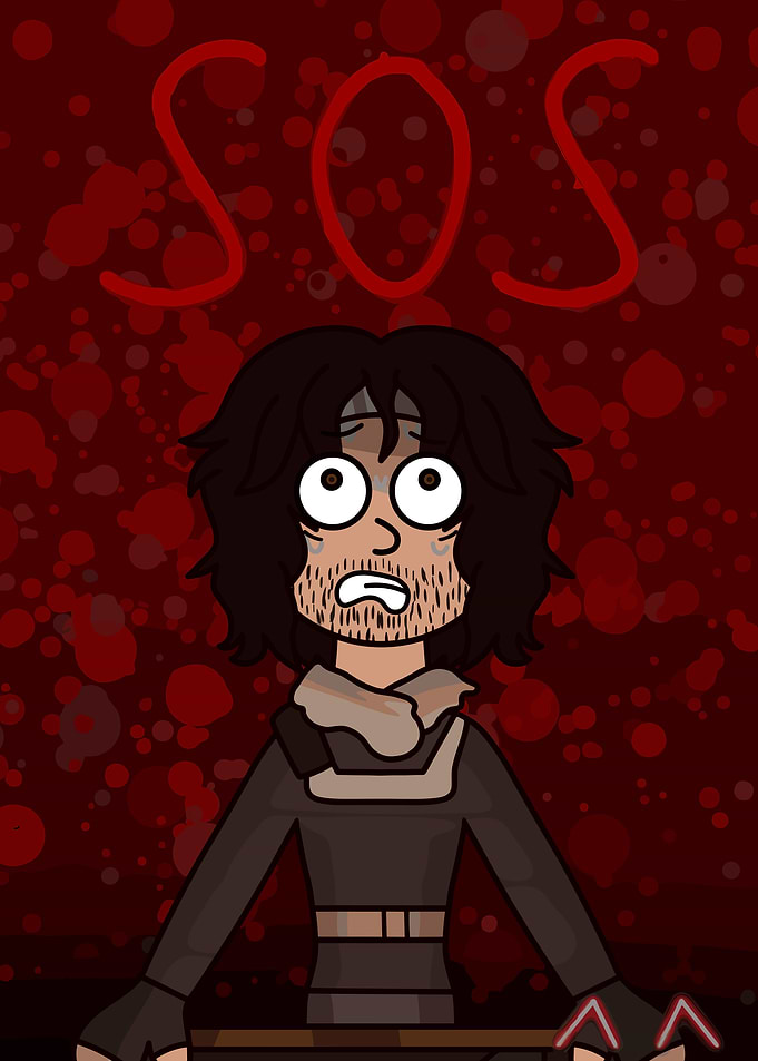 Man in Distress with SOS