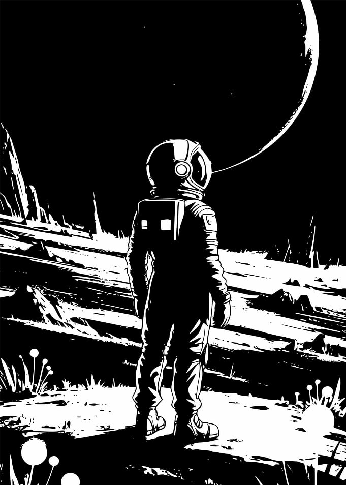Astronaut on alien planet