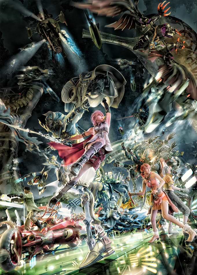 Final Fantasy XIII Lightning and allies in battle