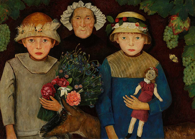 Family Portrait with Flowers and Doll