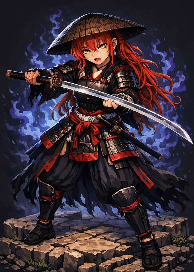 Anime Samurai Warrior with Katana