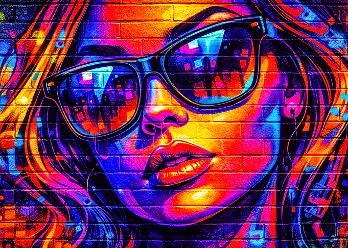 Graffiti Portrait of a Woman with Sunglasses