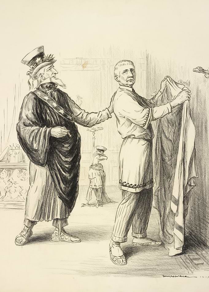 Uncle Sam and a Roman Figure