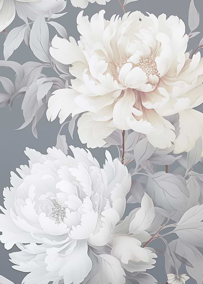 Elegant White Peonies on Gray
