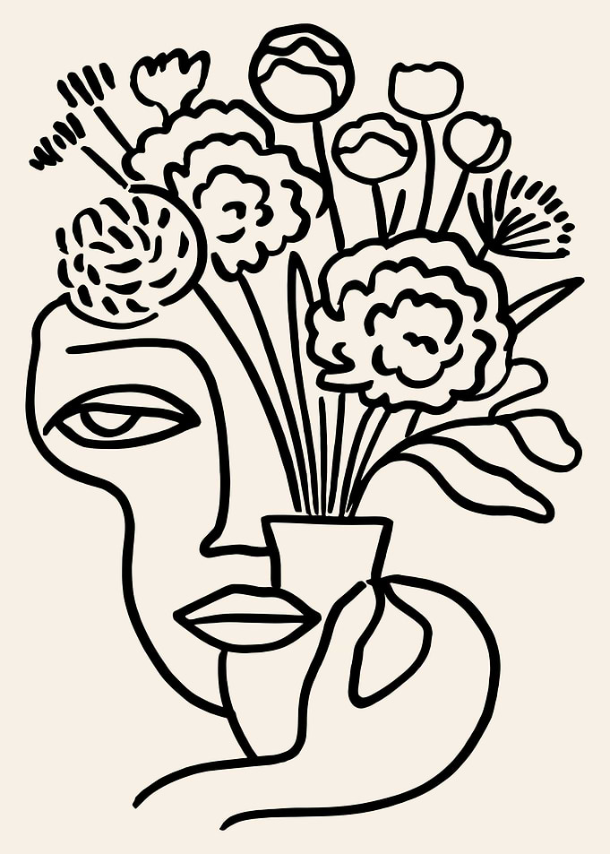Abstract Face with Flowers