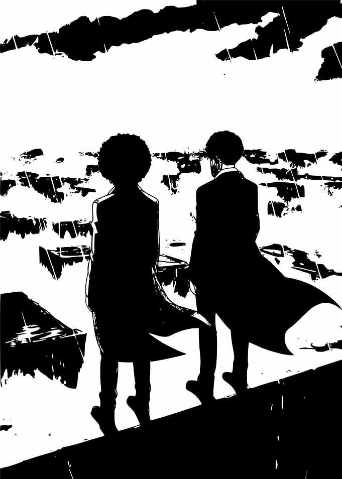 Two Brothers in black coats