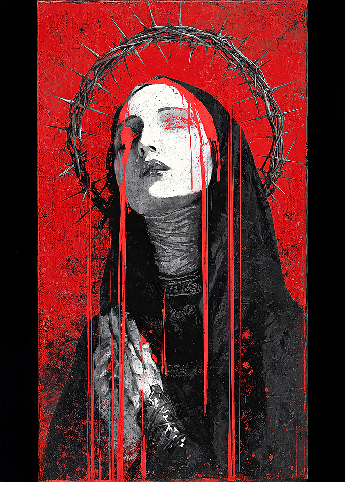 Gothic Virgin Mary with Crown of Thorns