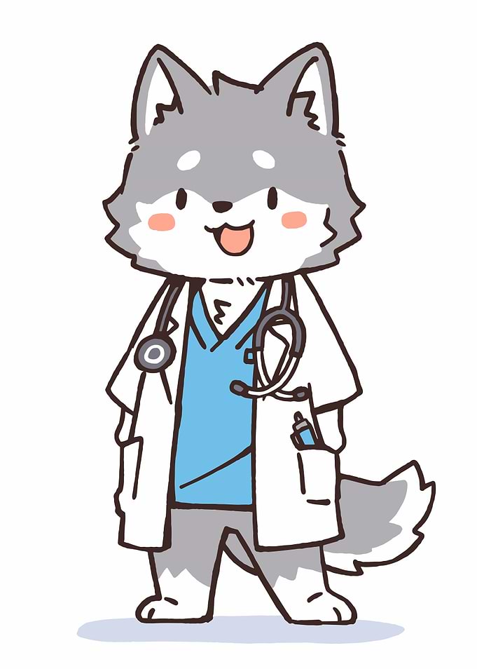 Cute Wolf Doctor Cartoon