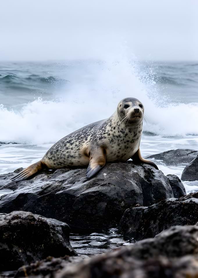Seal on a Rock by the Ocean