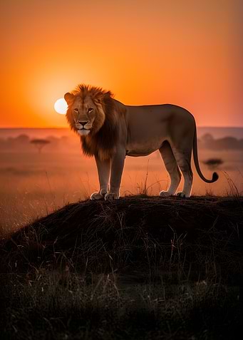 Majestic Lion at Sunrise