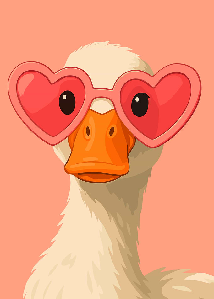 Goose Wearing Heart Sunglasses