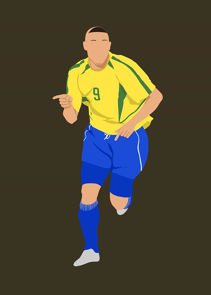 Ronaldo Nazário Celebration – Iconic No 9 Football Illustration