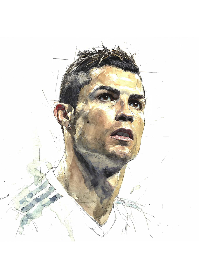 Cristiano Ronaldo Watercolor Portrait