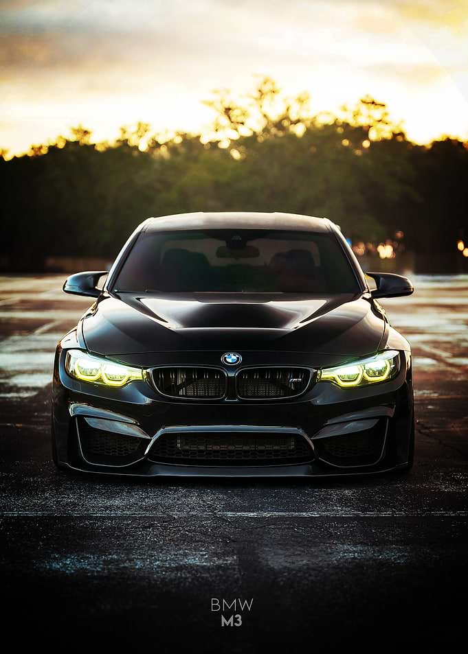 Black BMW M3 Front View Poster