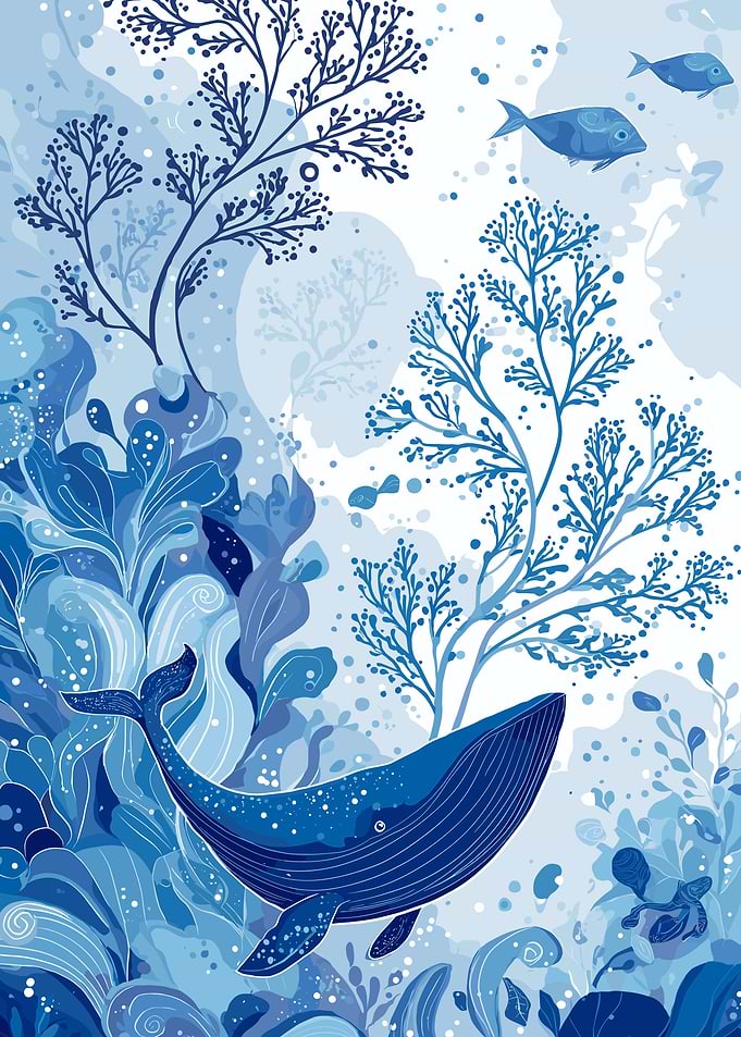 Whale and Coral Reef Illustration