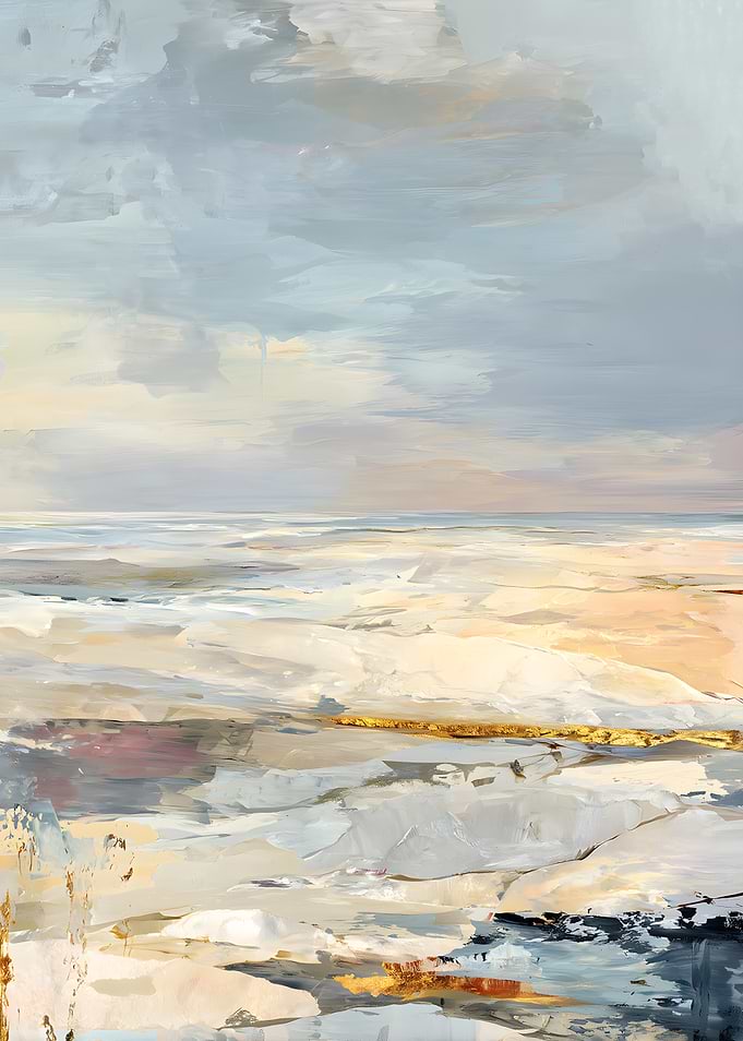 Abstract Coastal Landscape with Gold Accent