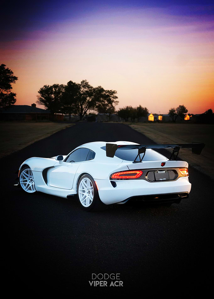 White Dodge Viper ACR at Sunset Poster