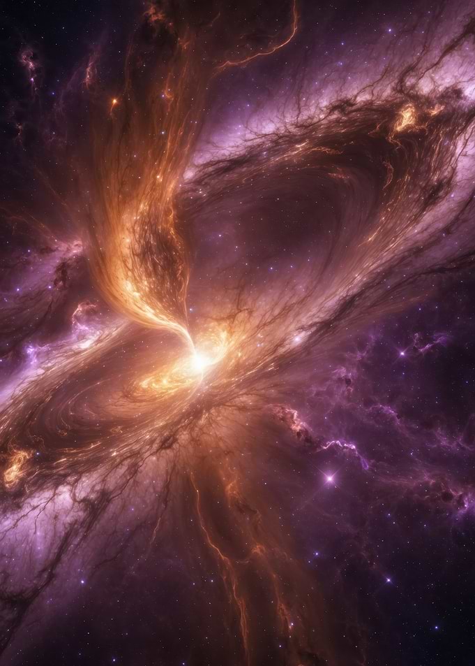 Ethereal Cosmic Vortex — Fiery Nebula Digital Art Print