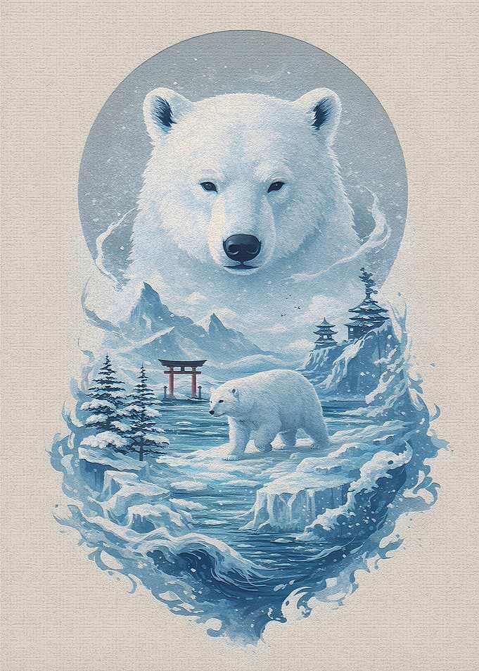Polar Bears in a Snowy Landscape