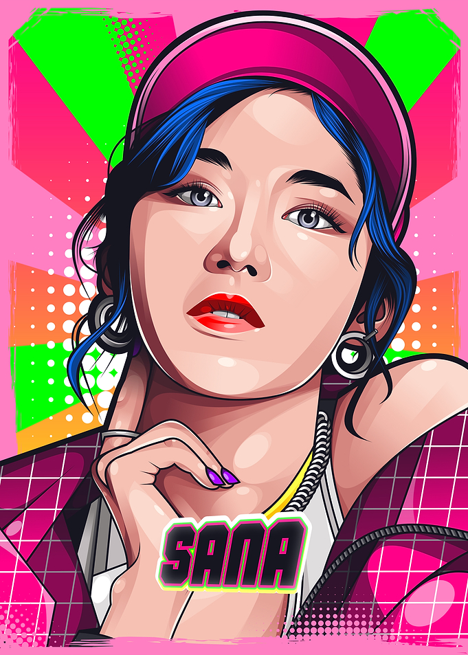 Sana K-Pop Pop Art Portrait Poster