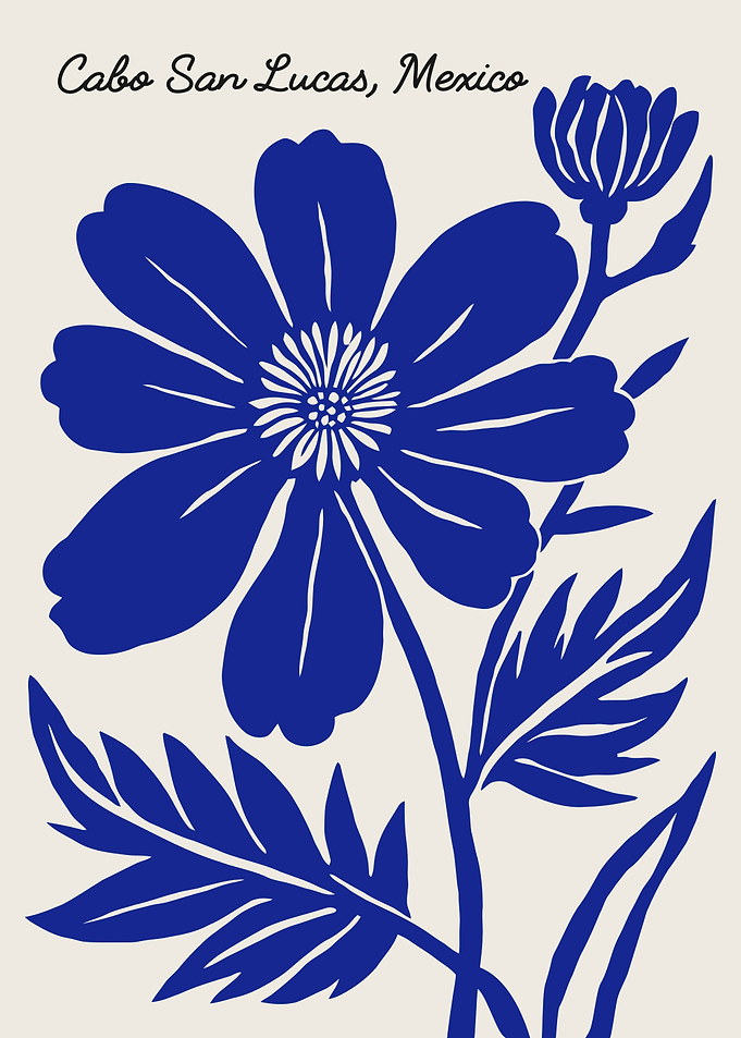 Blue Flower with Text