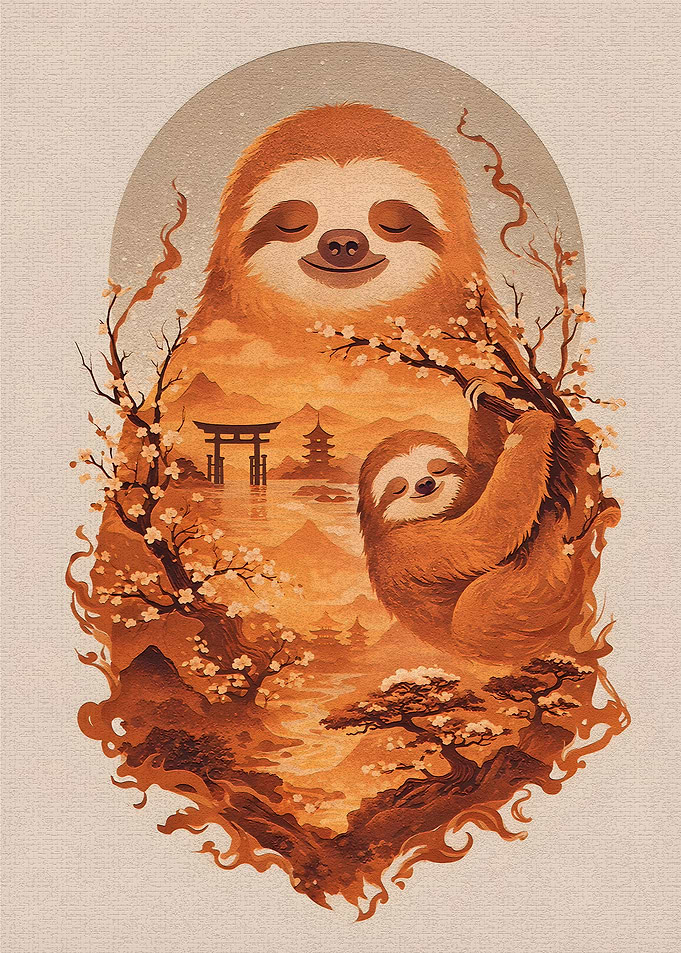 Sloth Landscape Painting