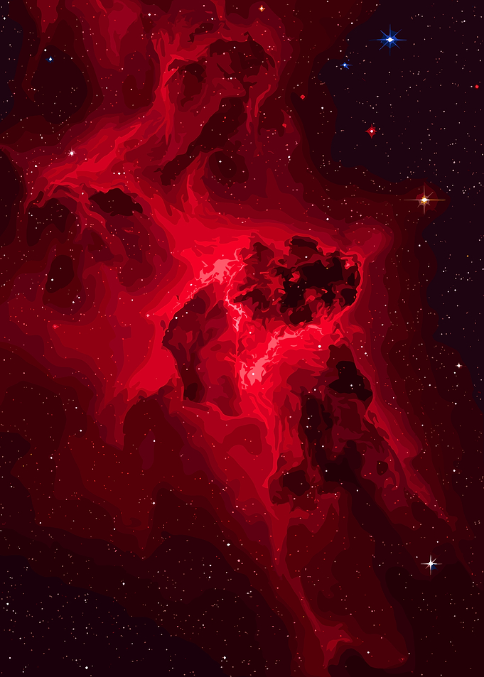 Vibrant Red Nebula in Deep Space