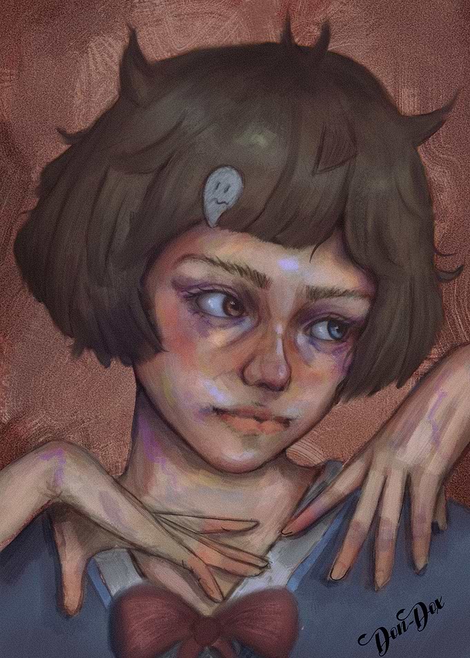 Anime-style Portrait with Ghost Hair Clip