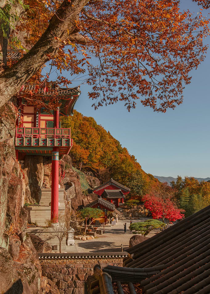 Autumn Mountain Temple in South Korea