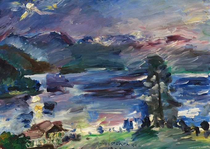 Impressionistic Mountain Lake Landscape