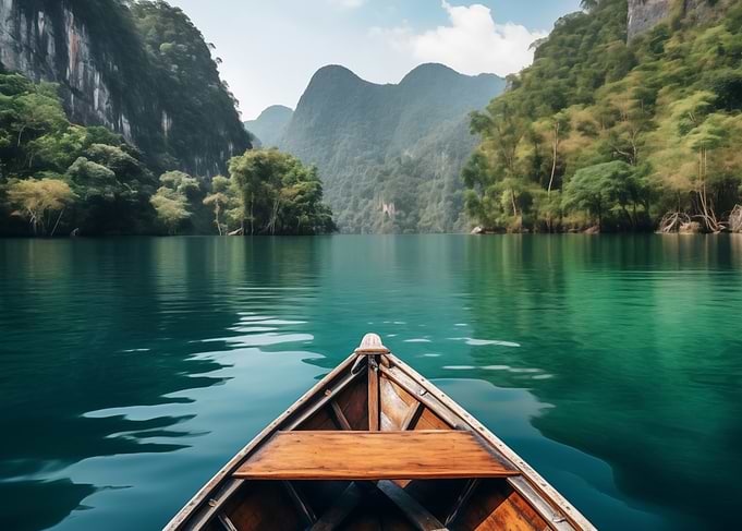 Boat on a tranquil lake
