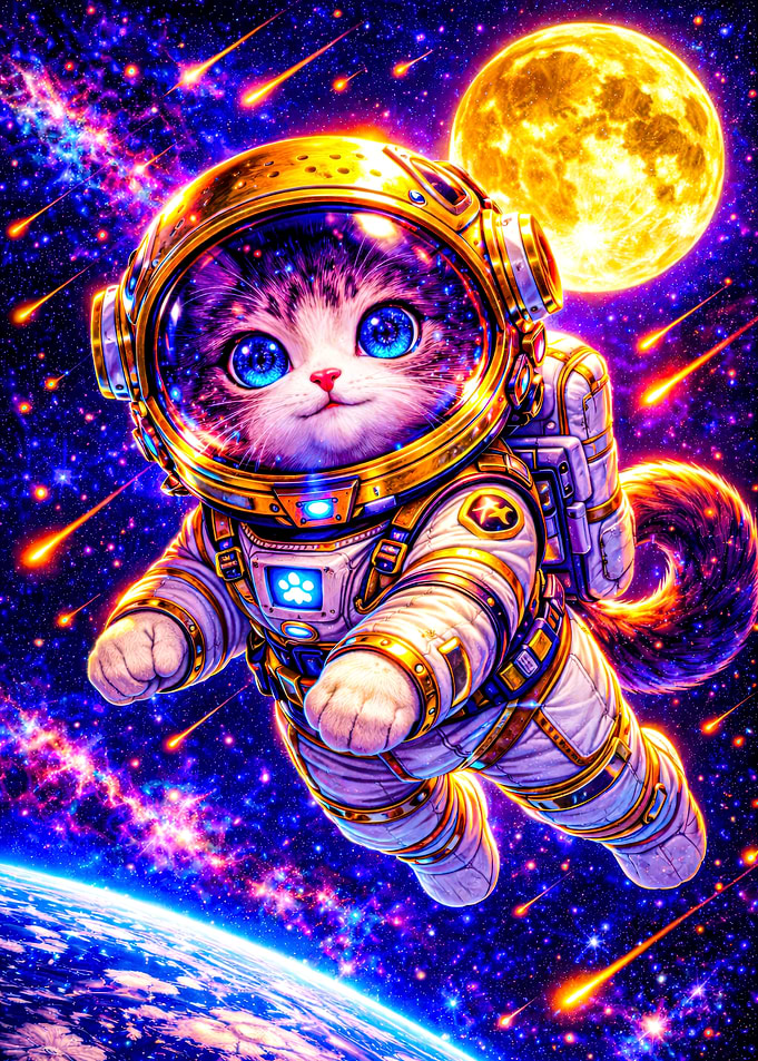 Astronaut Cat in Space