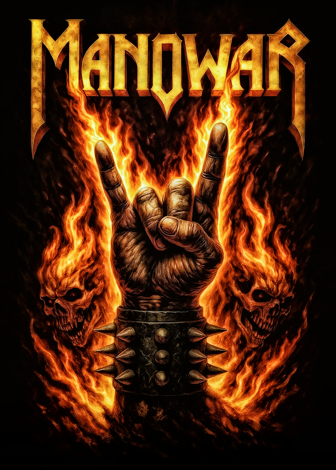Manowar Heavy Metal Fire Skulls
