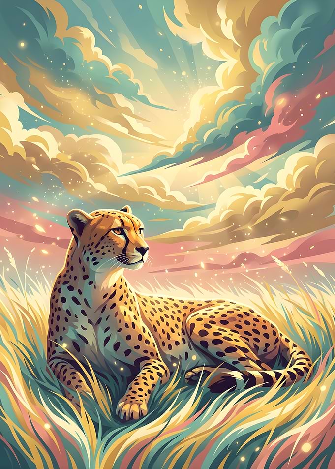 Cheetah in a Dreamy Landscape