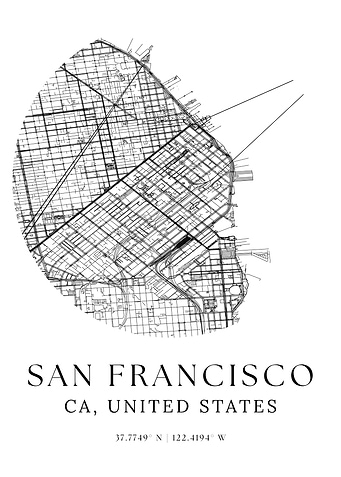 San Francisco City Maps Minimalist